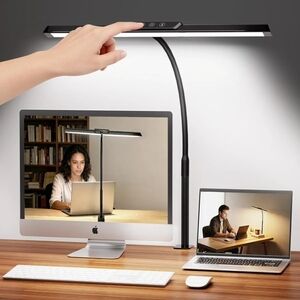 Stepless Dimming Architect LED Desk Light with DC Adapter, Clamp 12.8" Gooseneck
